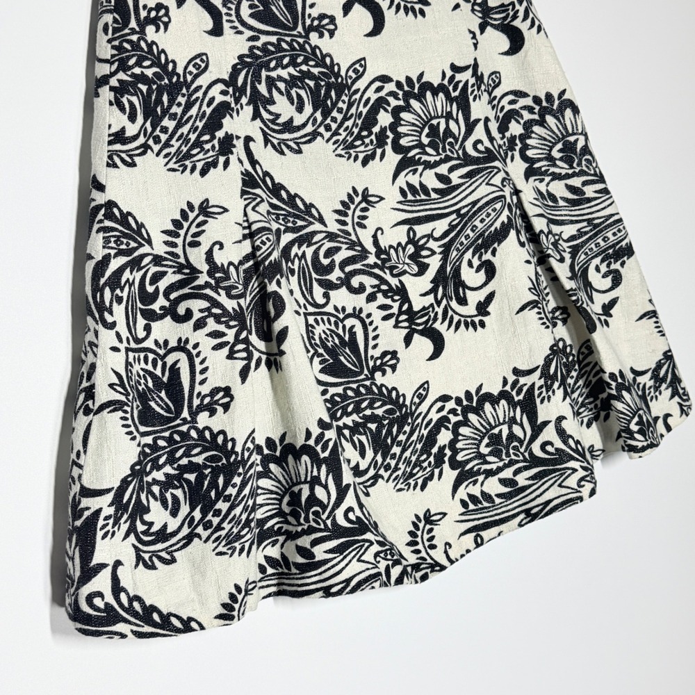 Georgiou Linen Blend Floral Paisley Mini Skirt Ivory Black Size 10 - Picture 5 of 12